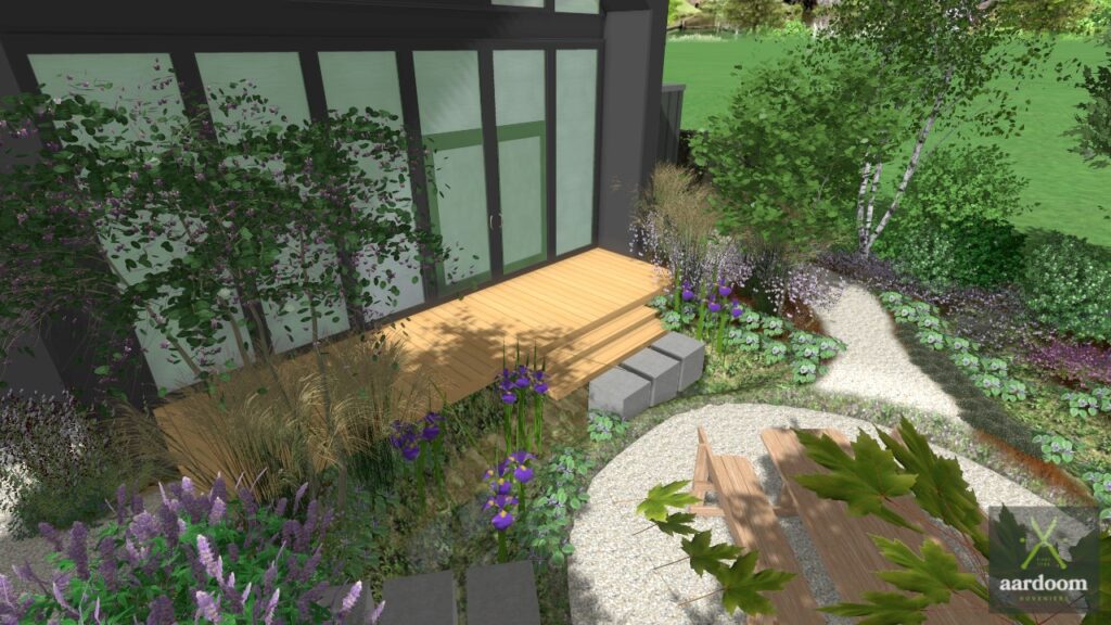 3D impressie natuurlijke tuin